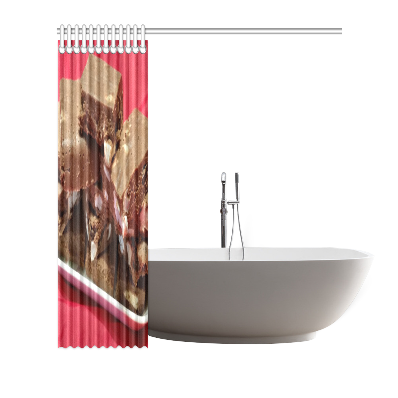 Cherry Chocolate Marshmallow Fudge On A Plate Shower Curtain 72"x72"