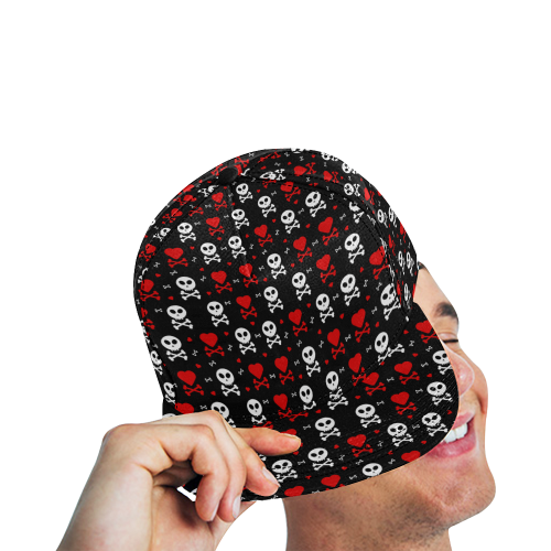 Skull and Crossbones All Over Print Snapback Hat D