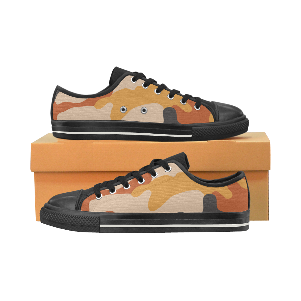 Camouflage ORANGE Low Top Canvas Shoes for Kid (Model 018)