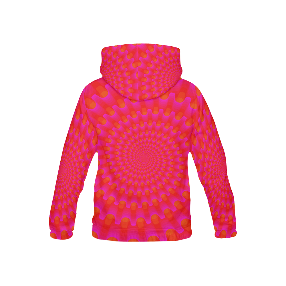 Pink red spiral All Over Print Hoodie for Kid (USA Size) (Model H13)