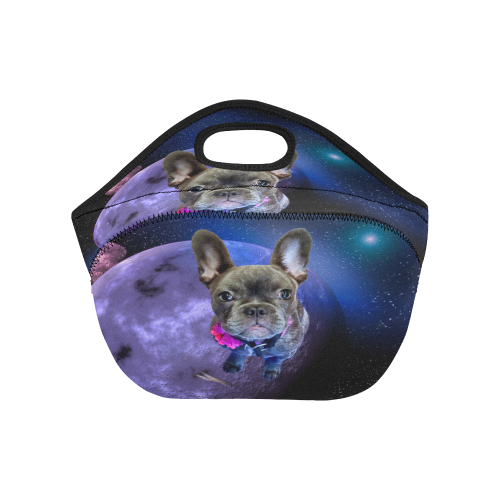 Dog French Bulldog and Planets Neoprene Lunch Bag/Small (Model 1669)