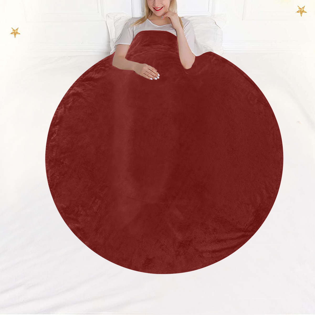 color blood red Circular Ultra-Soft Micro Fleece Blanket 60"