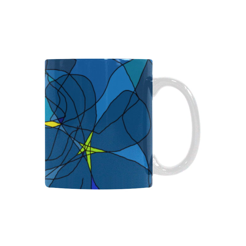 Abstract Blue Floral Design 2020 Custom White Mug (11OZ)