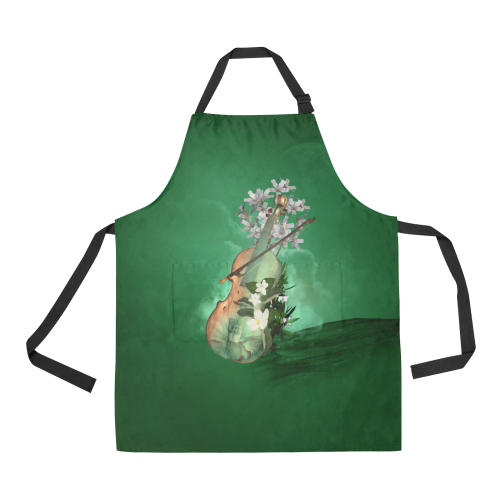 Violin with flowers All Over Print Apron