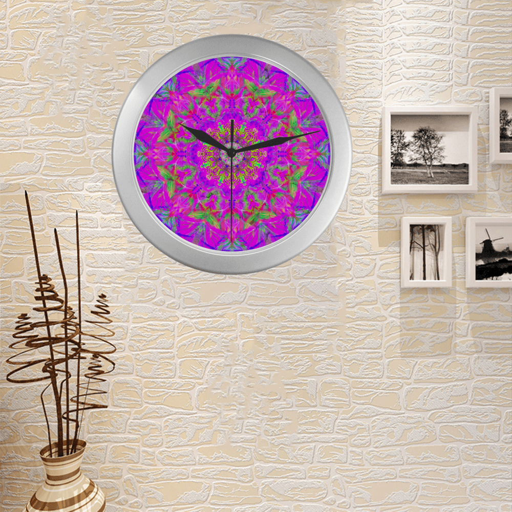 plume 6 Silver Color Wall Clock