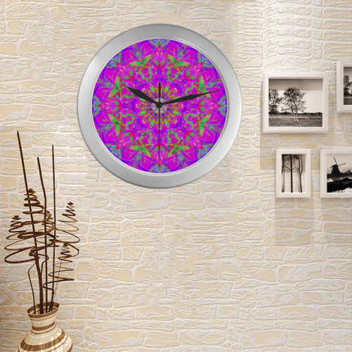 plume 6 Silver Color Wall Clock