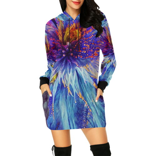 mystical iris 1b2 All Over Print Hoodie Mini Dress (Model H27)