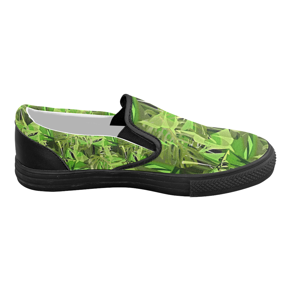 Tropical Jungle Leaves Camouflage Women's Slip-on Canvas Shoes (Model 019)