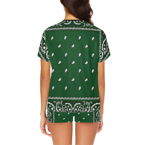 KERCHIEF PATTERN GREEN Women's Short Pajama Set