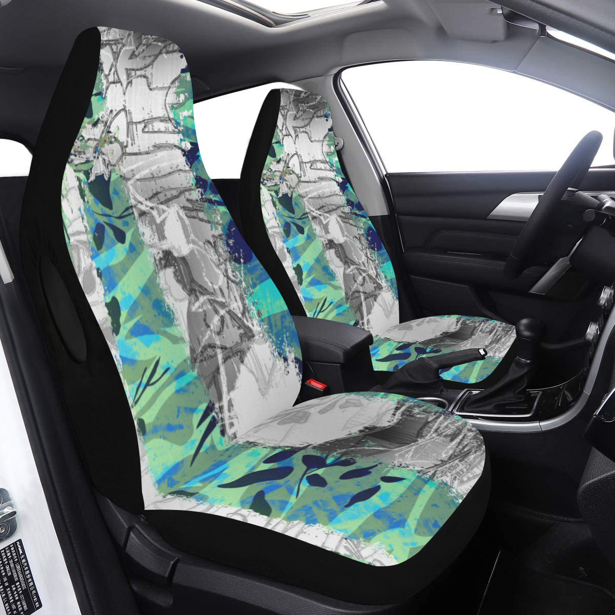 modern flowers Car Seat Cover Airbag Compatible (Set of 2)