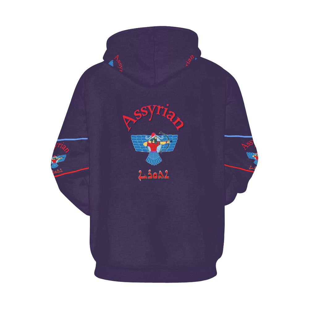 Assyrian Flag and annunaki Navy blue All Over Print Hoodie for Men (USA Size) (Model H13)