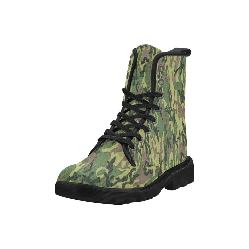 Military Camo Green Woodland Camouflage Martin Boots for Women (Black) (Model 1203H)