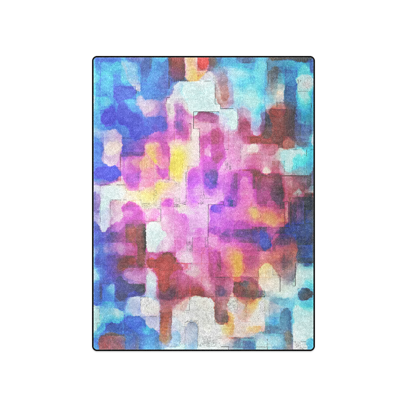 Blue pink watercolors Blanket 50"x60"