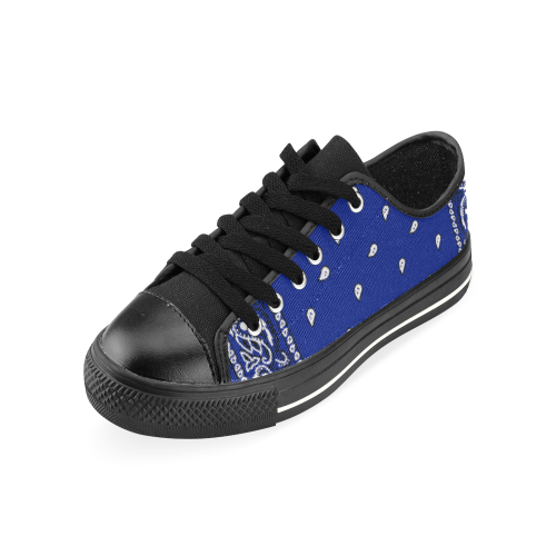 KERCHIEF PATTERN BLUE Low Top Canvas Shoes for Kid (Model 018)
