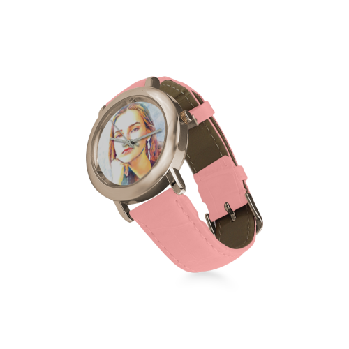 Julia Women's Rose Gold Leather Strap Watch(Model 201)