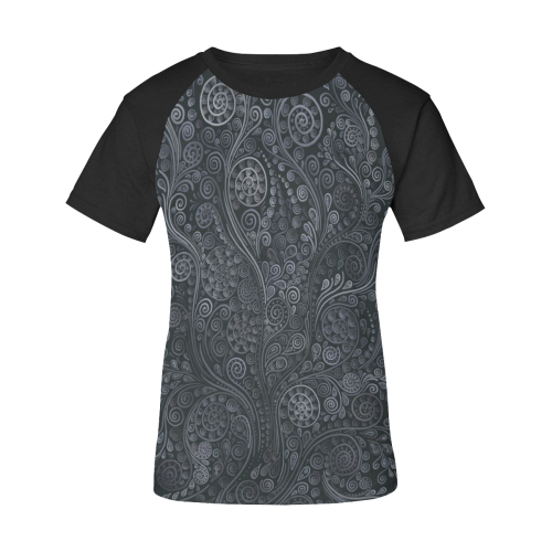 Soft Blue 3D Psychedelic Ornamental Women's Raglan T-Shirt/Front Printing (Model T62)
