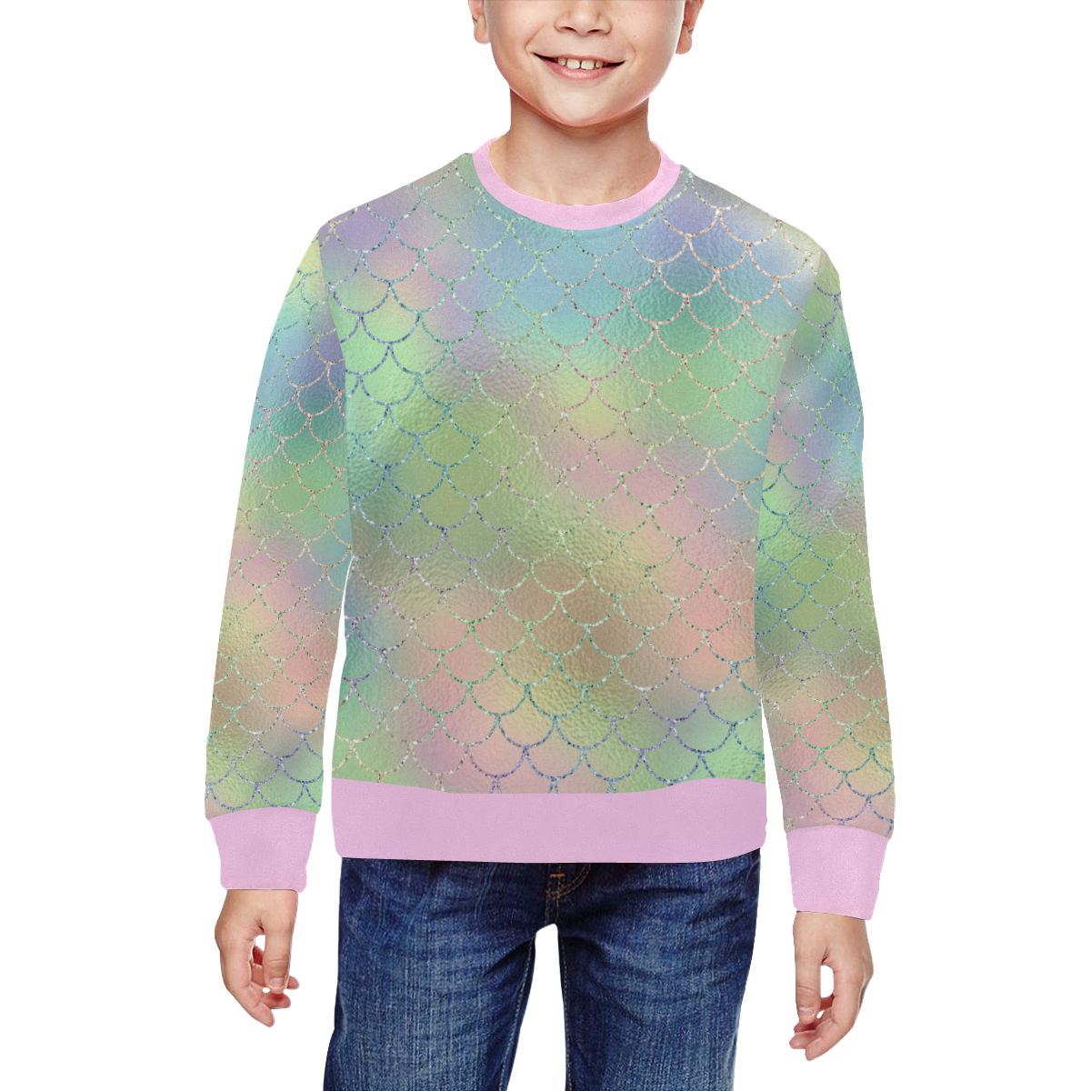 Pastel Mermaid Sparkles All Over Print Crewneck Sweatshirt for Kids (Model H29)