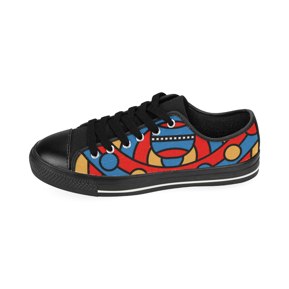 Aztec Maasai Lion Tribal Low Top Canvas Shoes for Kid (Model 018)