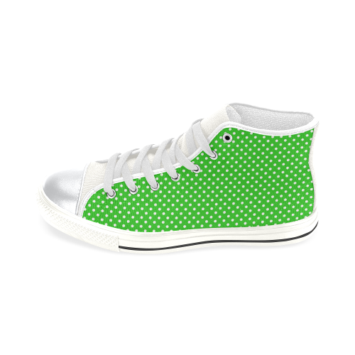 Green polka dots High Top Canvas Women's Shoes/Large Size (Model 017)