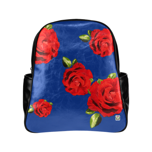 Fairlings Delight's Floral Luxury Collection- Red Rose Multi-Pockets Backpack 53086b2 Multi-Pockets Backpack (Model 1636)