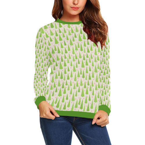 Christmas Trees Forest All Over Print Crewneck Sweatshirt for Women (Model H18)