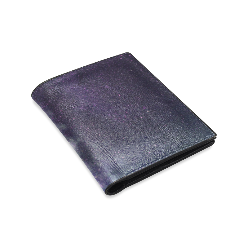 galaxy sky purple Men's Leather Wallet (Model 1612)