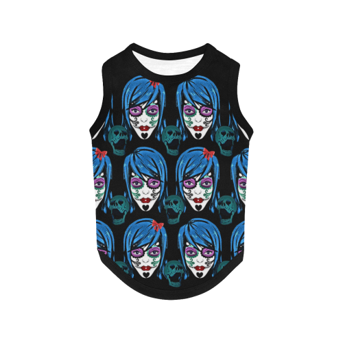 Modern day sugarskull day of the dead gal dog coat All Over Print Pet Tank Top