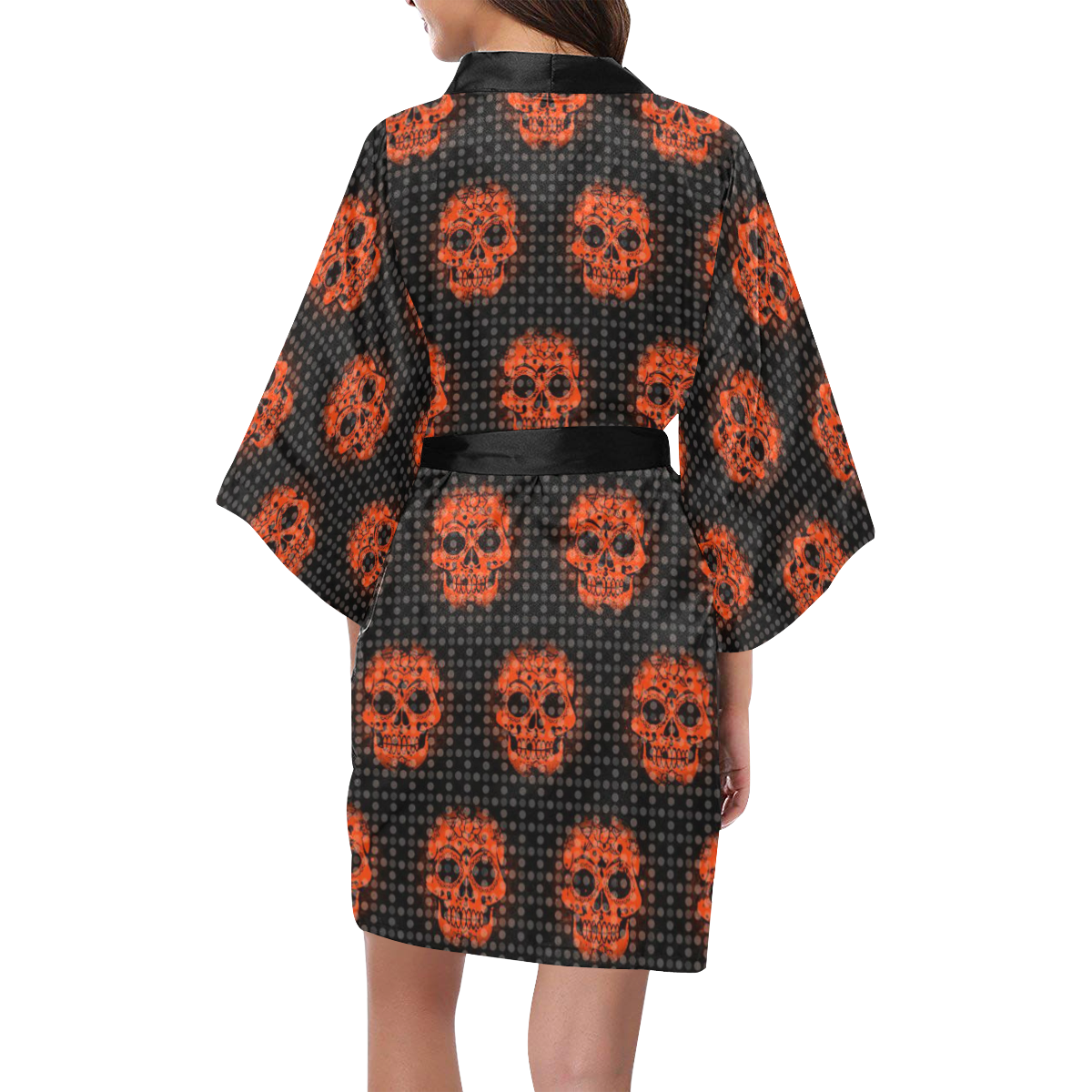 skulls and dotts, orange by JamColors Kimono Robe