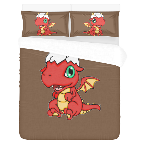 Baby Red Dragon Brown 3-Piece Bedding Set