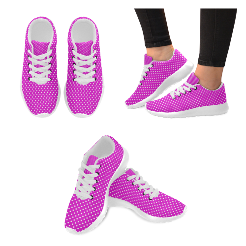 Pink polka dots Kid's Running Shoes (Model 020)