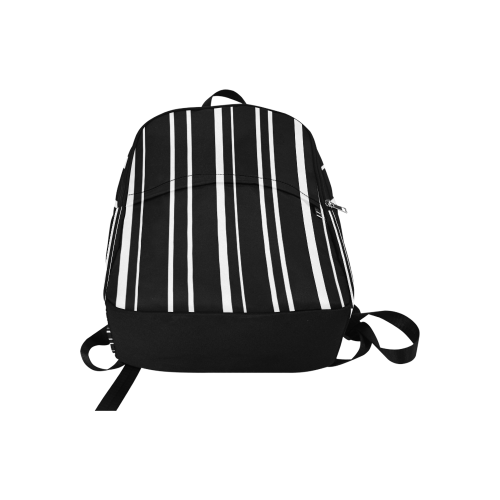 white stripes on black Fabric Backpack for Adult (Model 1659)