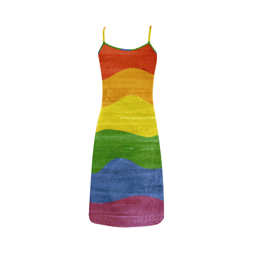 Gay Pride - Rainbow Flag Waves Stripes 3 Alcestis Slip Dress (Model D05)