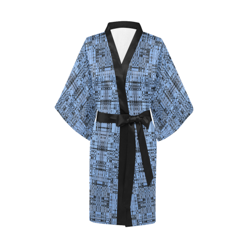 Abstract Cornflower Blue Kimono Robe