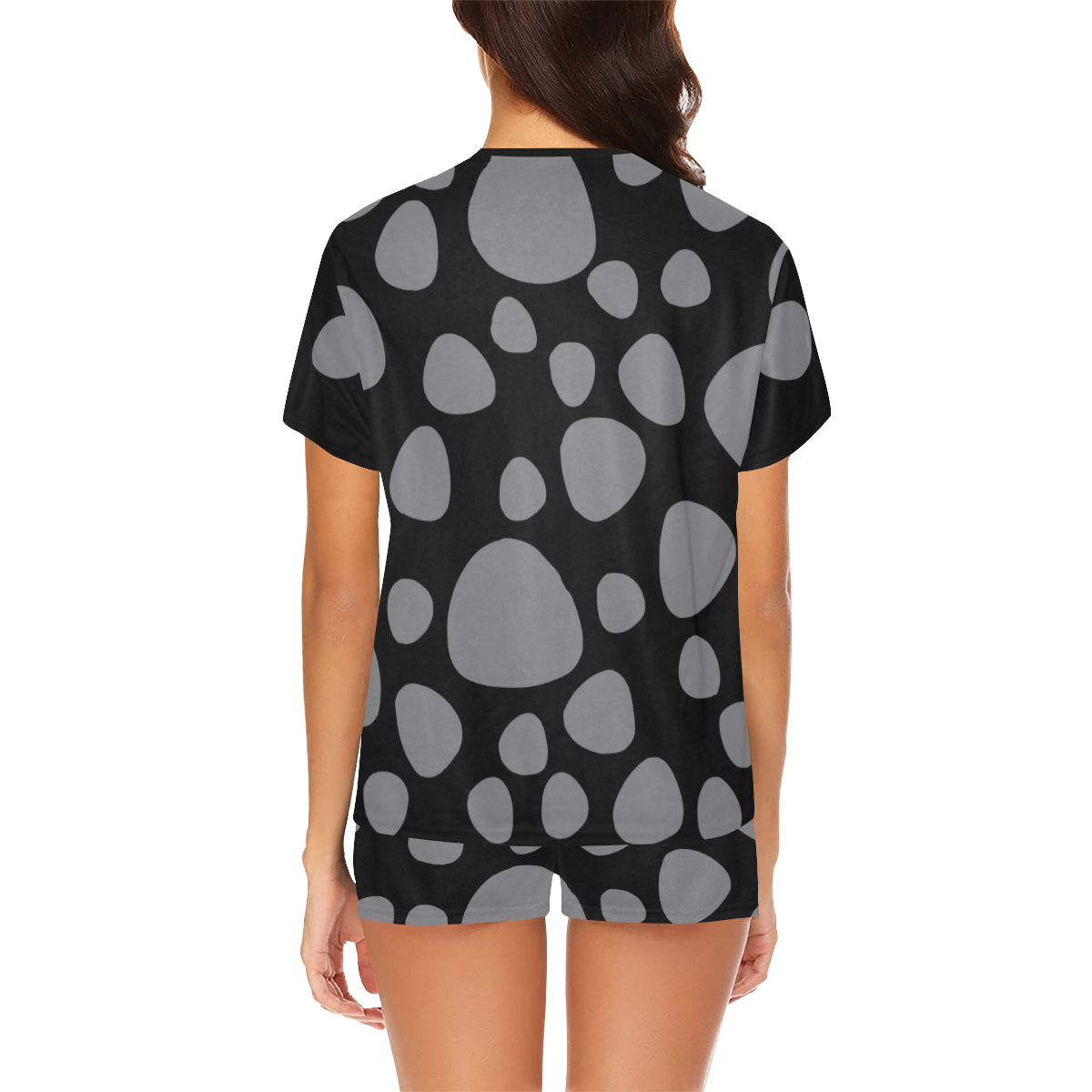 Black leopard skin Women's Short Pajama Set