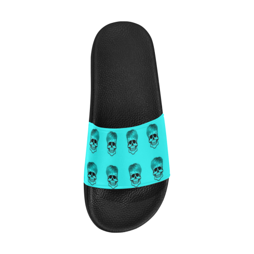 Funny Skull Pattern, aqua Men's Slide Sandals (Model 057)