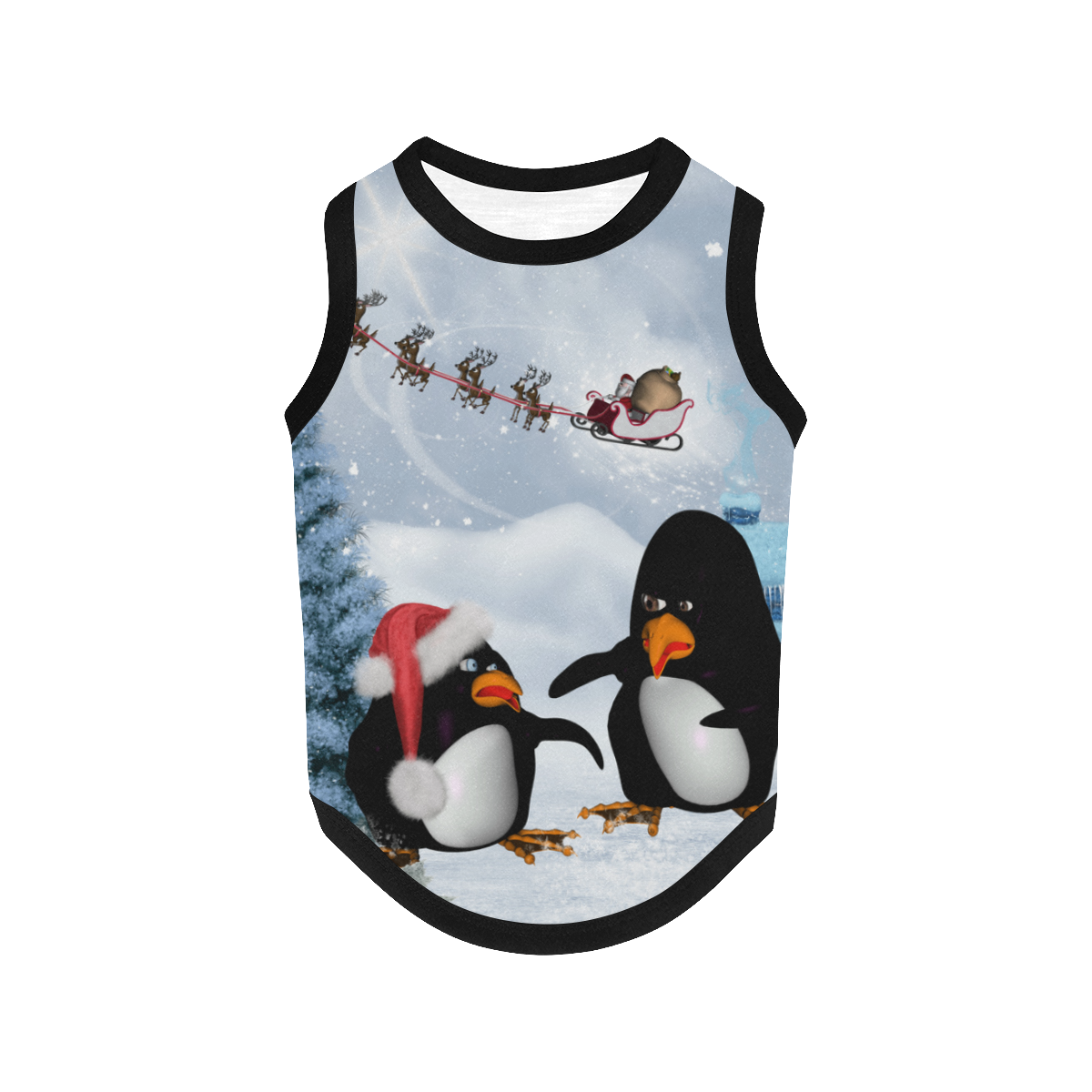 Christmas, funny, cute penguin All Over Print Pet Tank Top