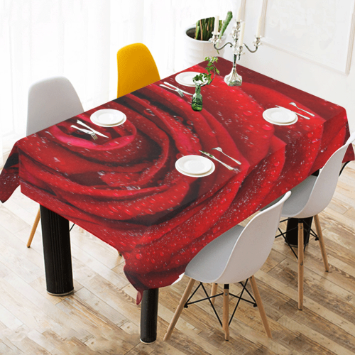 Red rosa Cotton Linen Tablecloth 52"x 70"