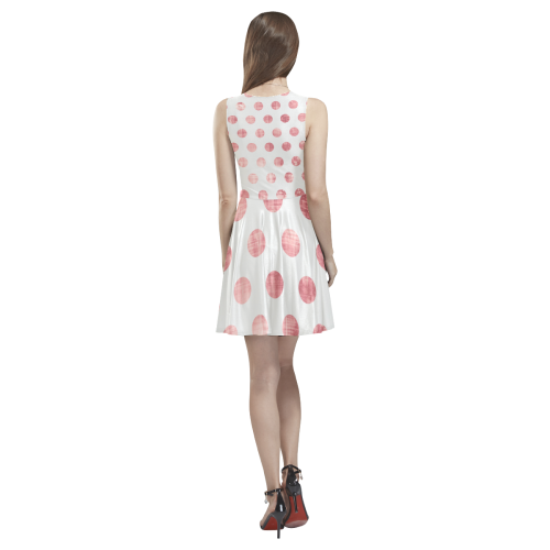 Pink Polka Dot D19 Thea Sleeveless Skater Dress(Model D19)