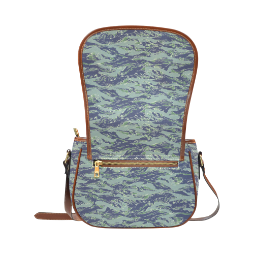 Jungle Tiger Stripe Green Camouflage Saddle Bag/Small (Model 1649) Full Customization