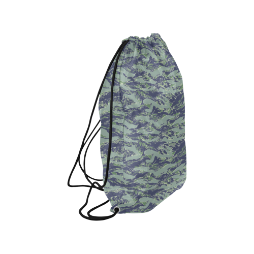 Jungle Tiger Stripe Green Camouflage Small Drawstring Bag Model 1604 (Twin Sides) 11"(W) * 17.7"(H)