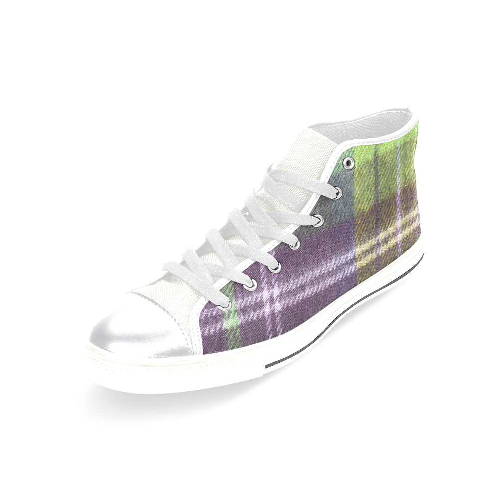 neon green plaid flannel Women's Classic High Top Canvas Shoes (Model 017)