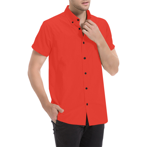 Pomegranate Solid Men's All Over Print Short Sleeve Shirt (Model T53)