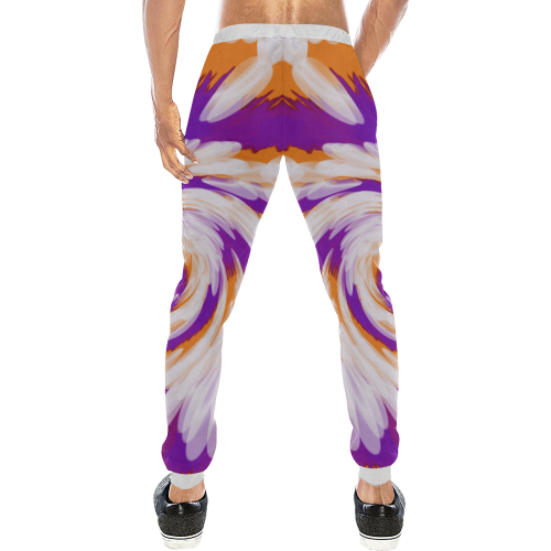 Purple Orange Tie Dye Swirl Abstract Men's All Over Print Sweatpants (Model L11)