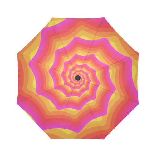 Pink yellow spiral Auto-Foldable Umbrella (Model U04)