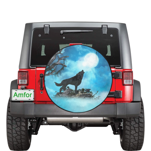 Beautiful black wolf 34 Inch Spare Tire Cover