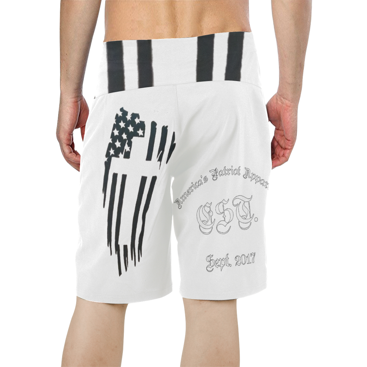 Black Flag (White) Men's All Over Print Board Shorts (Model L16)