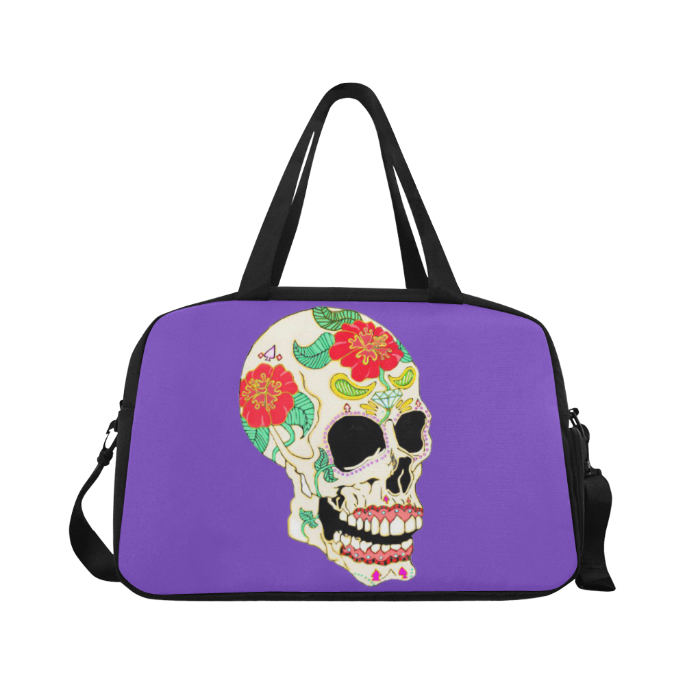 Flower Sugar Skull Purple Fitness Handbag (Model 1671)