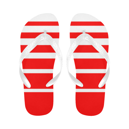 Red and White Stripes Flip Flops for Men/Women (Model 040)