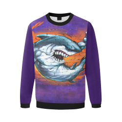 Graffiti Shark (Vest Style) Men's Oversized Fleece Crew Sweatshirt/Large Size(Model H18)