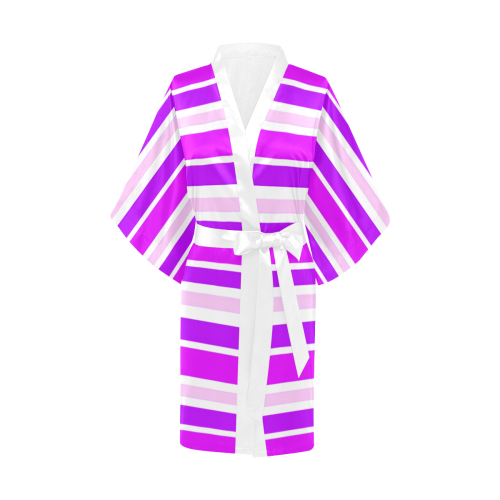 Summer Purples Stripes Kimono Robe